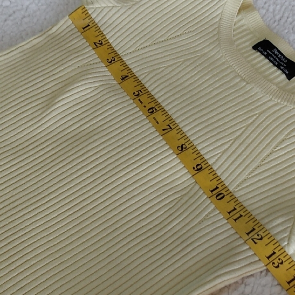 Bershka Bright Yellow Ribbed Crewneck Crop Top Women's Size XS - Picture 7 of 11